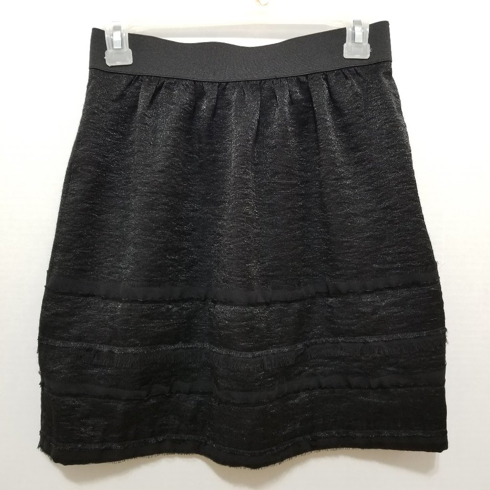 Ann Taylor LOFT skirt XSP Petite XS elastic waist tiered chiffon ruffle stripe